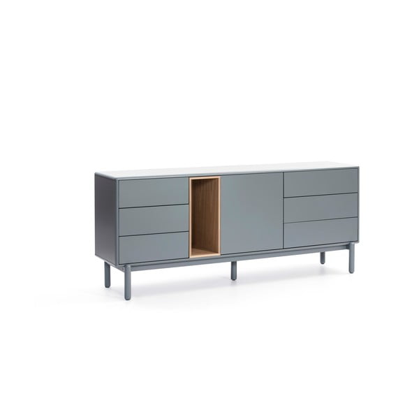Žema šoninė spintelė mėlynos spalvos/pilkos spalvos 180x76 cm Corvo – Teulat-image-2