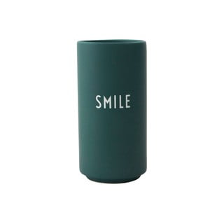 Tamsiai žalia porcelianinė vaza Design Letters Smile, aukštis 11 cm