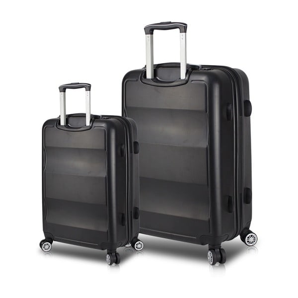 2 juodų kelioninių lagaminų ant ratukų su USB jungtimis rinkinys "My Valice LASSO Cabin & Large