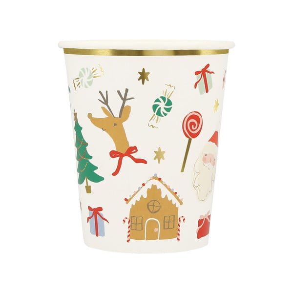 Iš popieriaus vienkartiniai puodeliai 8 vnt. Jolly Christmas – Meri Meri