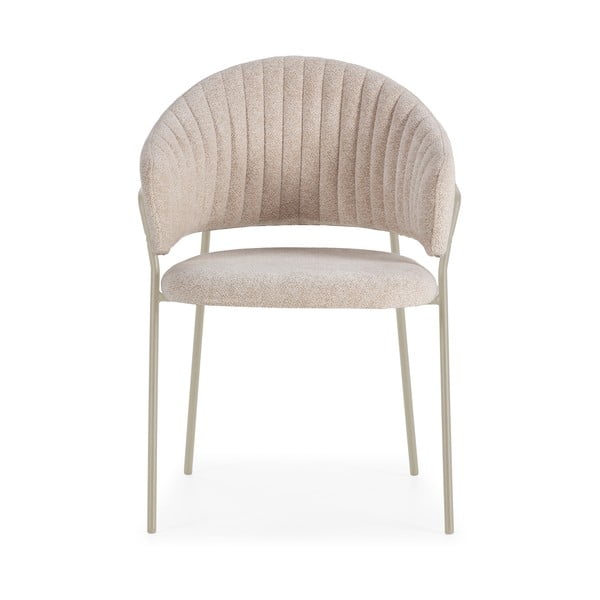 Smėlio spalvos iš audinio valgomojo kėdžių komplektas su porankiais 2 vnt. Leticia – Marckeric-image-2