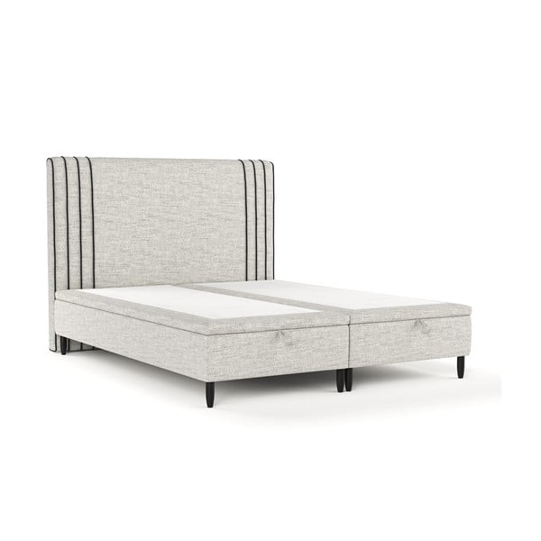 Dvigulė lova šviesiai pilkos spalvos audiniu dengta su sandėliavimo vieta 160x200 cm Musca – Maison de Rêve