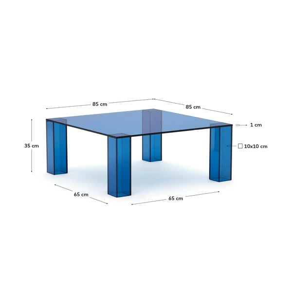 Mėlynos spalvos iš stiklo kavos staliukas 85x85 cm Adularia – Kave Home-image-4