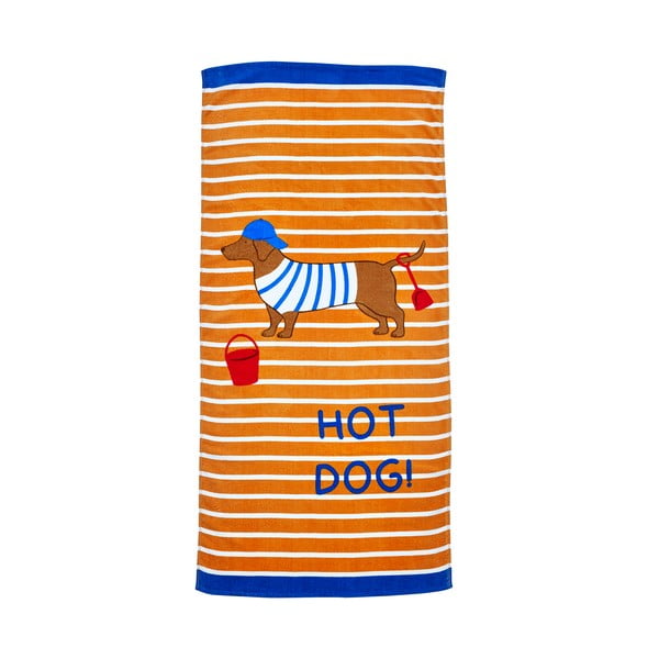 Oranžinės spalvos iš medvilnės paplūdimio rankšluostis 76x160 cm Hot Dog – Catherine Lansfield