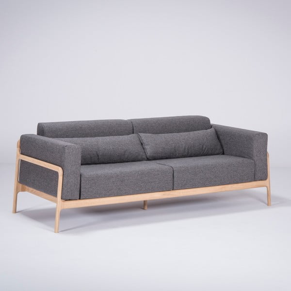 Tamsiai pilka sofa su ąžuolo konstrukcija Gazzda Fawn, 210 cm-image-1