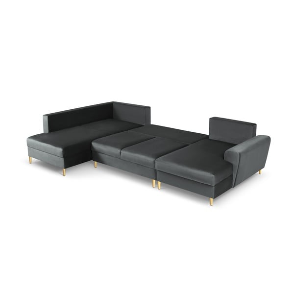 Tamsiai pilkos spalvos iš velveto sulankstoma/su sandėliavimo vieta kampinė sofa (su kairiuoju kampu/„U“ formos) Kyoto – Cosmopolitan Design-image-2