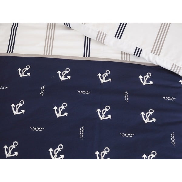 Viengulė patalynė tamsiai mėlynos spalvos iš banguotos tekstūros 140x200 cm Exclusive – B.E.S.-image-3