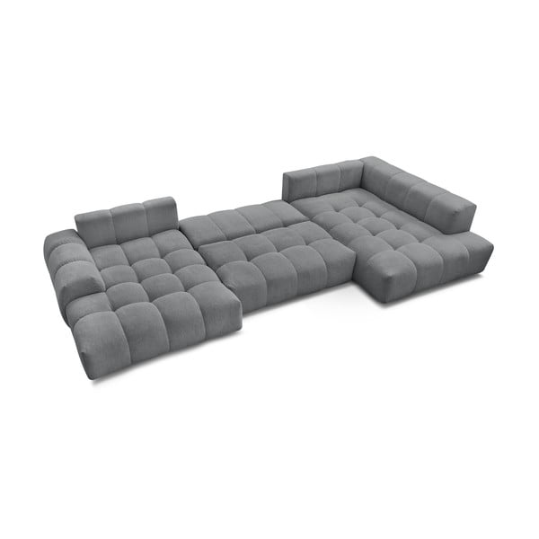 Tamsiai pilkos spalvos iš šenilinio audinio sulankstoma/su sandėliavimo vieta kampinė sofa (su dešiniuoju kampu/„U“ formos) Everest – Bobochic Paris-image-4