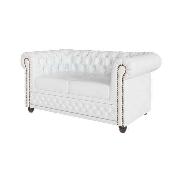 Balta sofa-lova iš odos imitacijos 148 cm York - Ropez