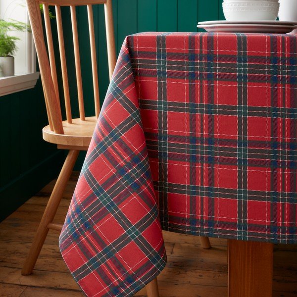 Iš medvilnės staltiesė su Kalėdų motyvu 178x137 cm Christmas Tartan Check – Catherine Lansfield-image-1