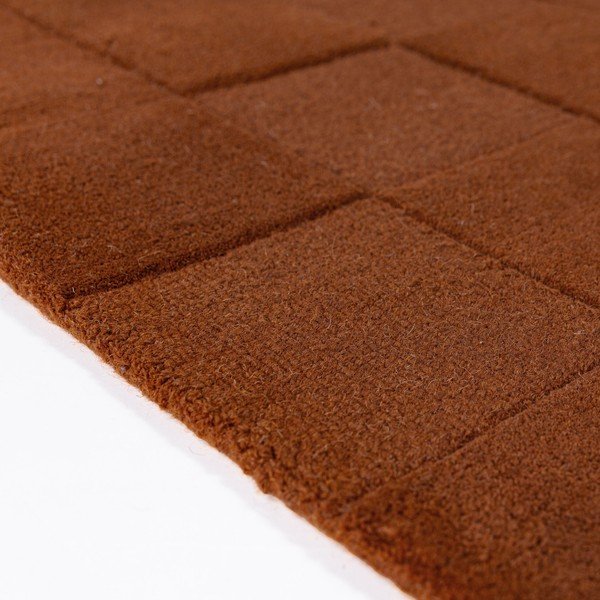 Rankų darbo terakotos spalvos iš vilnos kilimas 200x290 cm Checkerboard – Flair Rugs-image-3
