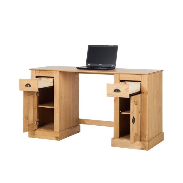 "Støraa Tommy" natūralios pušies darbo stalas su 2 durelėmis-image-1