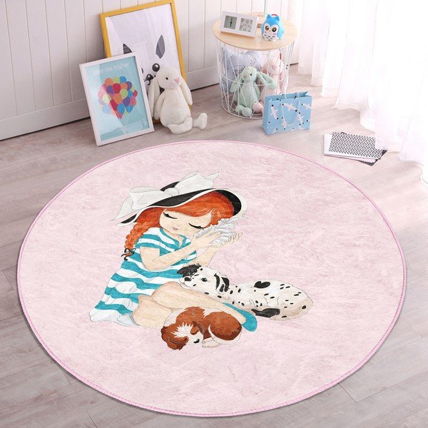 Vaikiškas kilimas rožinės spalvos ø 120 cm Comfort – Mila Home-image-1