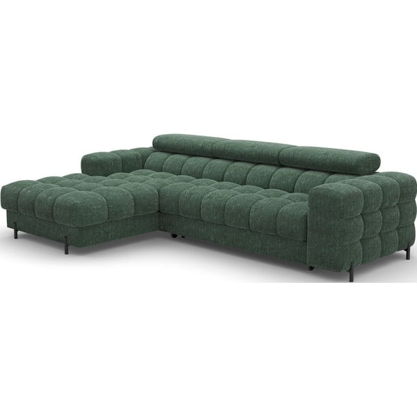 Žalios spalvos iš boucle sulankstoma/su sandėliavimo vieta kampinė sofa (su kairiuoju kampu/su gultu) Felro – ELTAP-image-2