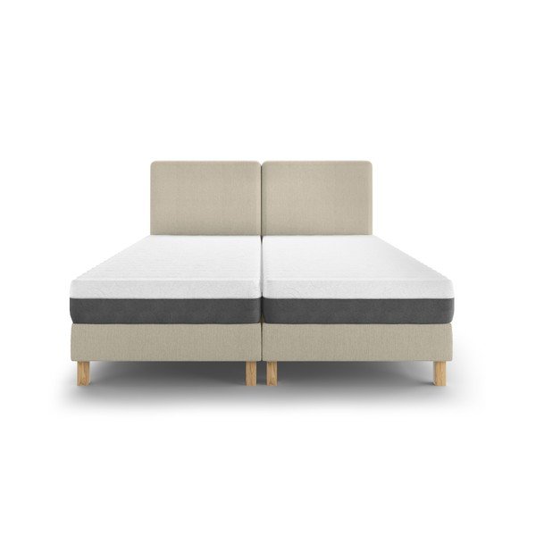 Smėlio spalvos dvigulė lova Mazzini Beds Lotus, 180 x 200 cm-image-2