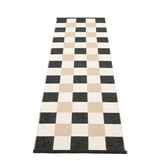 Juodos spalvos/kreminės spalvos lauko kilimas 70x240 cm Pix Black Vanilla – Pappelina
