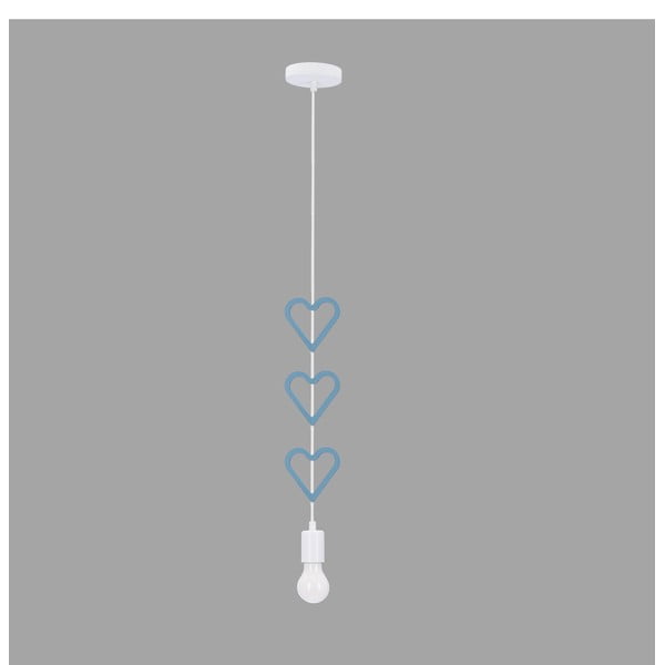 Baltos spalvos/mėlynos spalvos vaikiškas pakabinamas šviestuvas su metaliniu gaubtu Single – Candellux Lighting-image-1