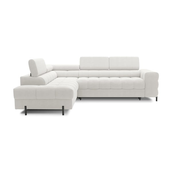 Kreminės spalvos iš boucle sulankstoma/su sandėliavimo vieta kampinė sofa (su kairiuoju kampu/„L“ formos) Ferucce – ELTAP
