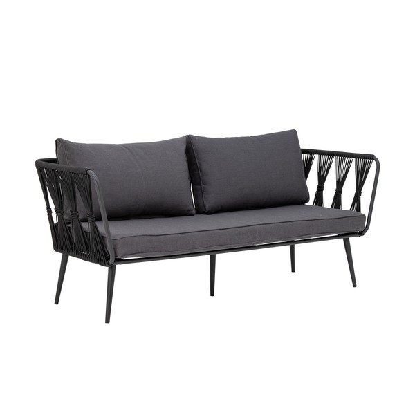 Juodos spalvos iš metalo sodo sofa Pavone – Bloomingville