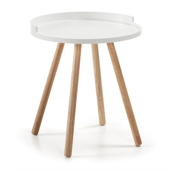 Baltas žurnalinis staliukas su mediniu pagrindu Kave Home Bruk