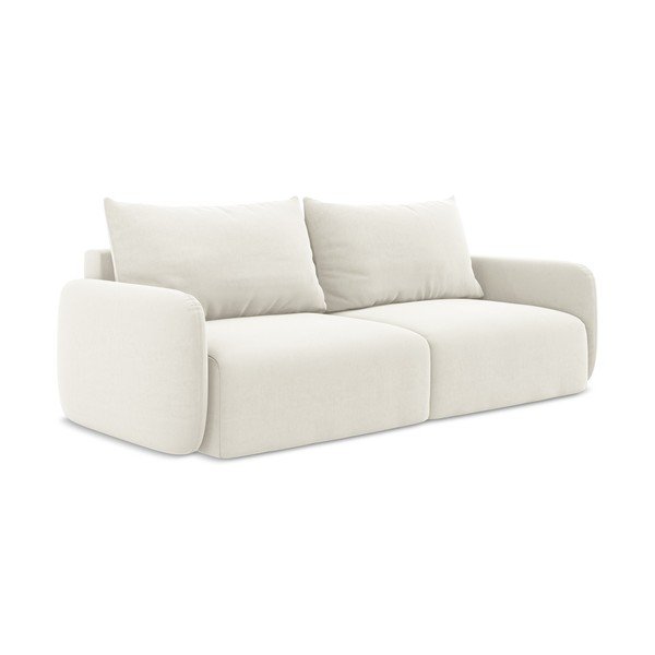 Kreminės spalvos sulankstoma/su sandėliavimo vieta sofa iš velveto 238 cm Kalena – Makamii-image-2