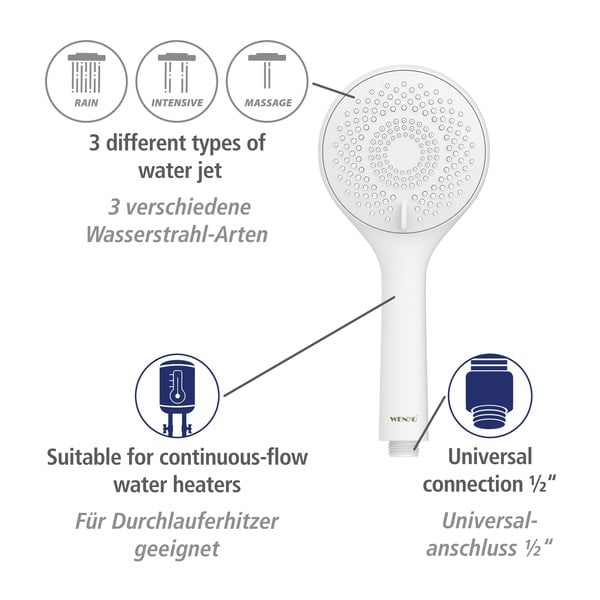 Iš nerūdijančio plieno dušo komplektas baltos spalvos 70 cm Watersaving – Wenko-image-3