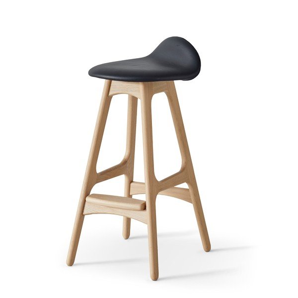 Juodos/natūralios odos sukamoji baro kėdė 79 cm Buck - Hammel Furniture-image-4