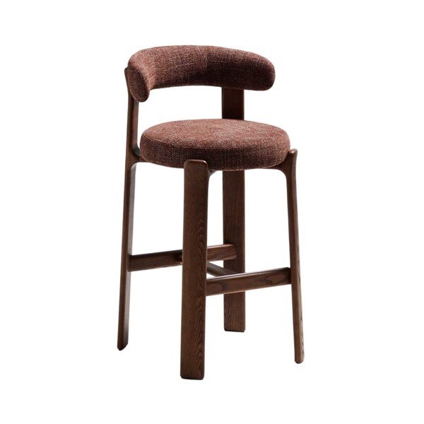Rudos spalvos/tamsios natūralios spalvos iš uosio masyvo baro taburetė (sėdynės aukštis 75 cm) Granite – Kave Home