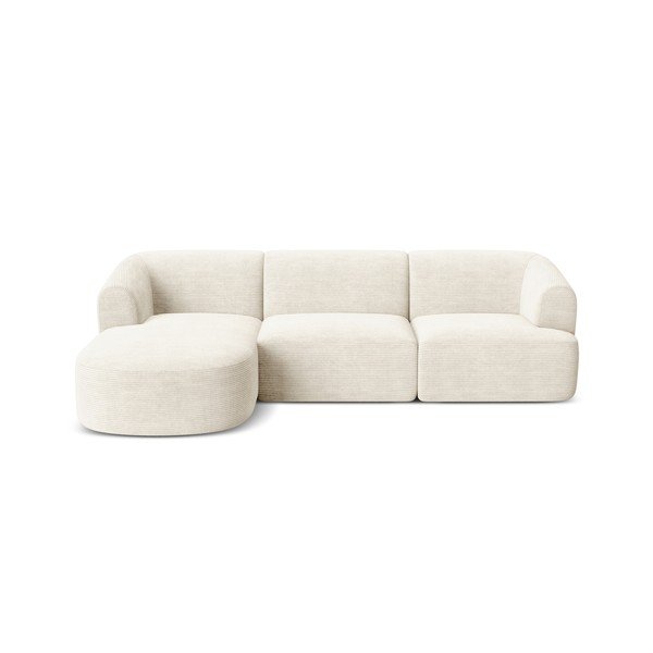 Smėlio spalvos kampinė sofa iš kordinio velveto (su kairiuoju kampu/su gultu) Campi – Cosmopolitan Design-image-2