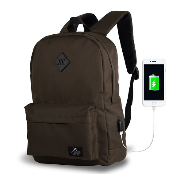 Tamsiai ruda kuprinė su USB jungtimi My Valice SPECTA Smart Bag