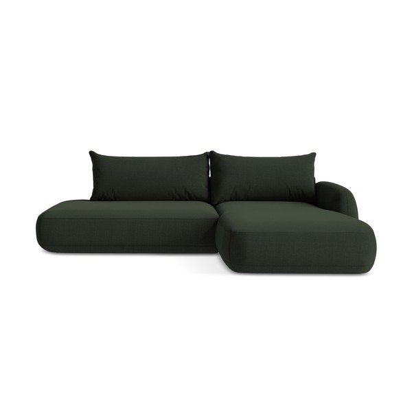 Tamsiai žalios spalvos sulankstoma kampinė sofa (su dešiniuoju kampu/su gultu) Hale – Makamii