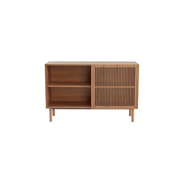 Natūralios spalvos spintelė iš uosio su stumdomomis durimis 124x80x45 cm Sion – Jotex-image-3
