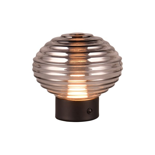 Stalinis šviestuvas juodos spalvos/pilkos spalvos LED su pritemdymo funkcija (aukštis 14,5 cm) su stiklo gaubtu Earl – Reality-image-1