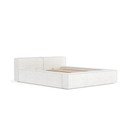 Kreminės spalvos dvigulė lova audiniu dengta su sandėliavimo vieta su lovos grotelėmis 180x200 cm Voliera – Maison de Rêve