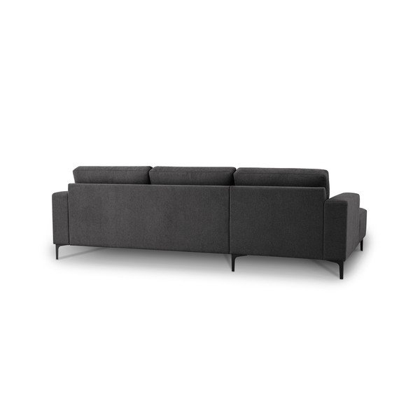 Antracito spalvos kampinė sofa iš šenilinio audinio (su kairiuoju kampu/su gultu) Fabian – Scandic-image-3