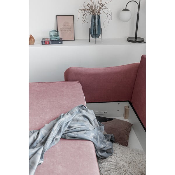 Rožinė aksominė sofa-lova Miuform Tender Eddie-image-1