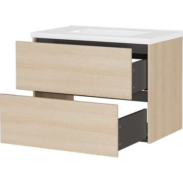 Natūralios spalvos pakabinama spintelė po kriaukle iš ąžuolo 81x61 cm Bodera – Germania-image-3
