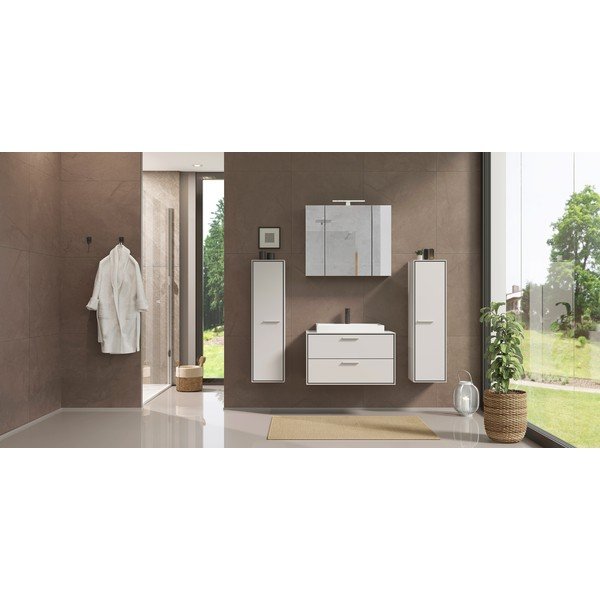 Pilkai smėlinės spalvos pakabinama spintelė su kriaukle 80x47 cm Sovana – Germania-image-1