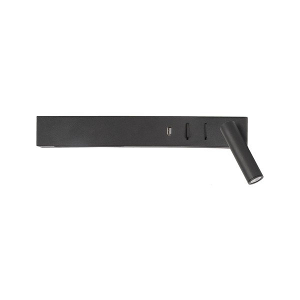 Matinės juodos spalvos iš metalo sieninė lempa LED su sulankstoma konstrukcija/su USB portu Vida – Nova Luce