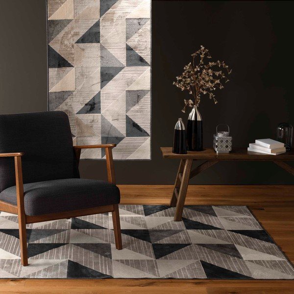 Iš medvilnės mišinio kilimas pilkos spalvos/smėlio spalvos 140x200 cm Graphic – douceur d'intérieur-image-2