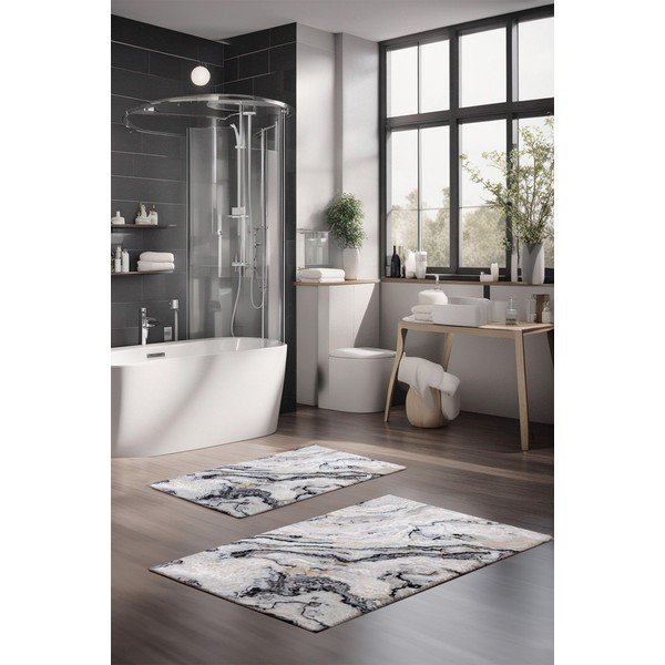 Pilkai smėlinės spalvos vonios kilimėliai 2 vnt. 60x100 cm CT – Foutastic-image-1
