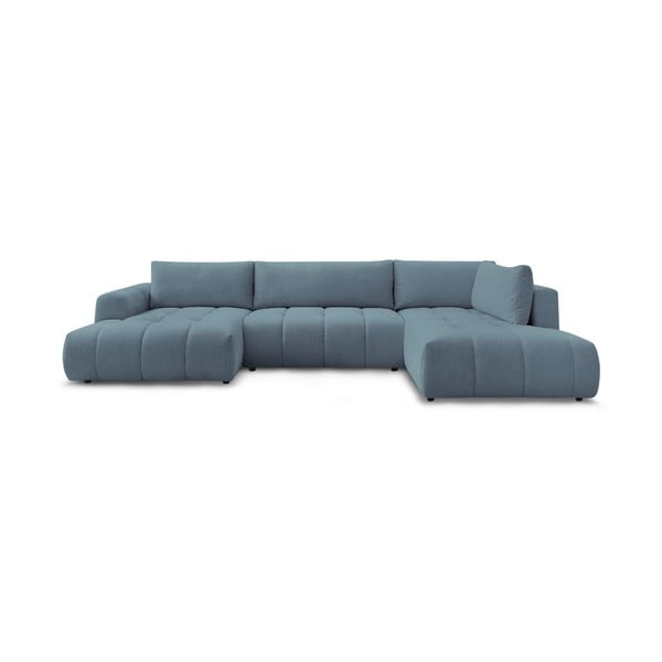 Mėlynos spalvos sulankstoma/su sandėliavimo vieta kampinė sofa (su dešiniuoju kampu/„U“ formos) Fuji – Bobochic Paris