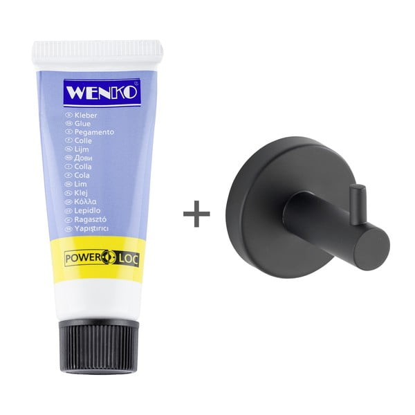 Klijuojamas iš nerūdijančio plieno kablys matinės juodos spalvos Bosio – Wenko