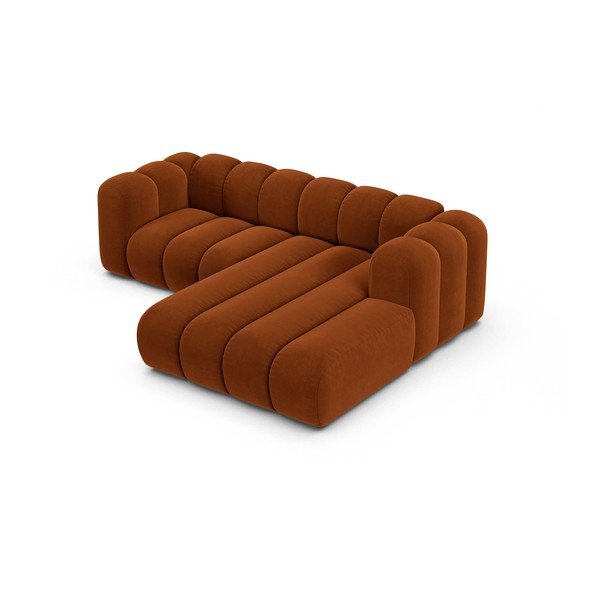 Kampinė sofa oranžinės spalvos (su dešiniuoju kampu) Lupine – Micadoni Home-image-2