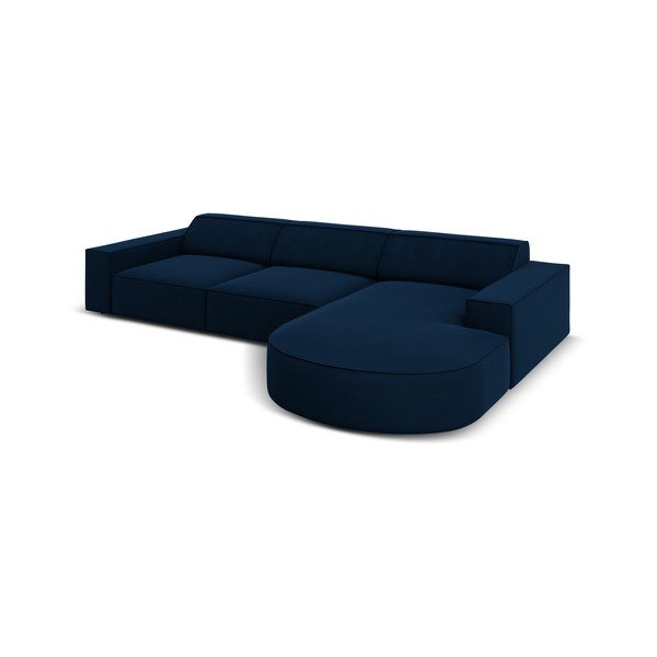 Mėlyno aksomo kampinė sofa (dešinysis kampas) Jodie - Micadoni Home-image-4