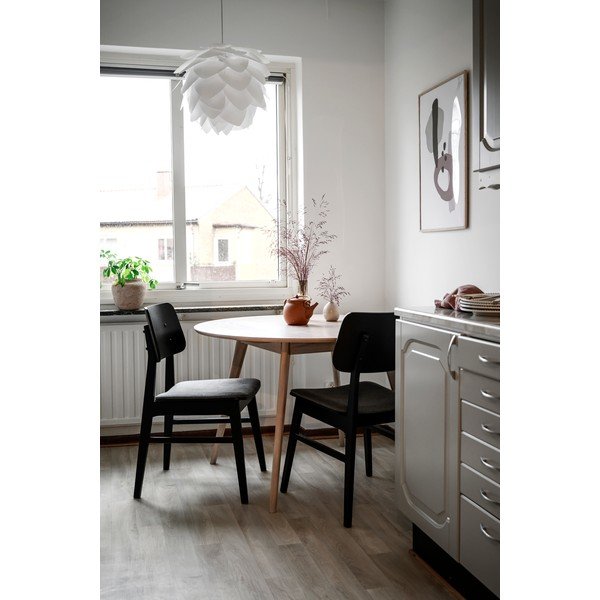 Apvalus valgomojo stalas su ąžuolo dekoro stalviršiu 115x115 cm Yumi - Rowico-image-2