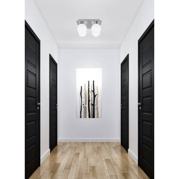 Sidabrinės spalvos lubinis šviestuvas su stikliniu gaubtu 25x25 cm Oden - Candellux Lighting-image-2