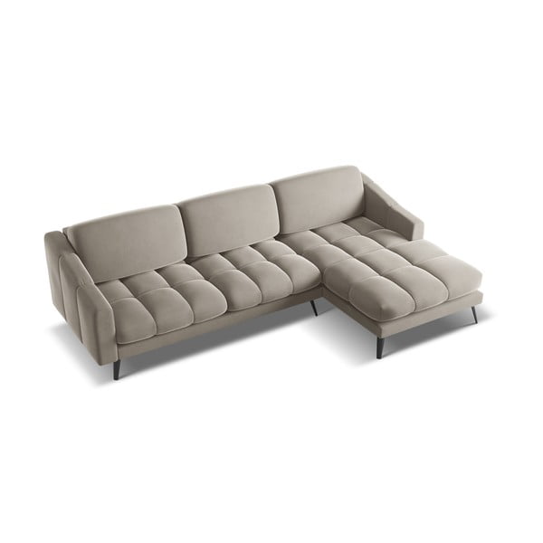 Smėlio spalvos iš velveto kampinė sofa (su dešiniuoju kampu) Nalu – Makamii-image-4