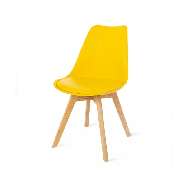 2 geltonų kėdžių su bukmedžio kojomis rinkinys Bonami Essentials Retro