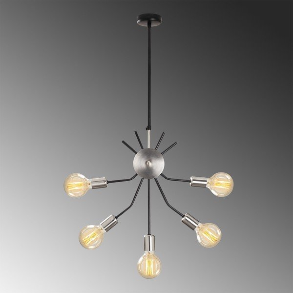 Juodos spalvos metalinis pakabinamas šviestuvas su chromu Opviq lights Elena-image-1